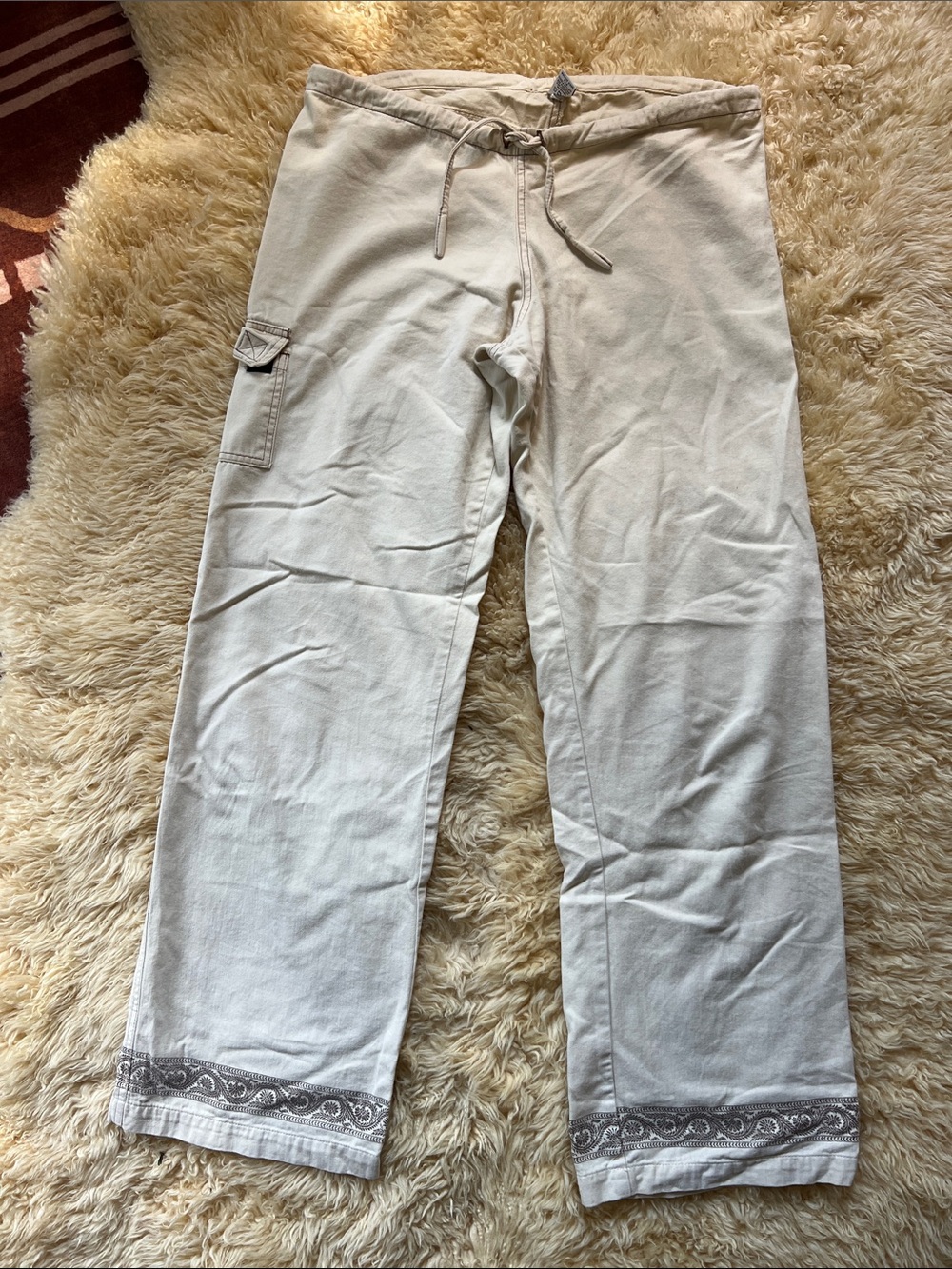 Vintage Y2K Prana Wide Leg Bogo Gorpcore Cream Pants - Cargo Pocket